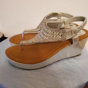 Silver & rhinestone sandals high platform size 6 1/2.